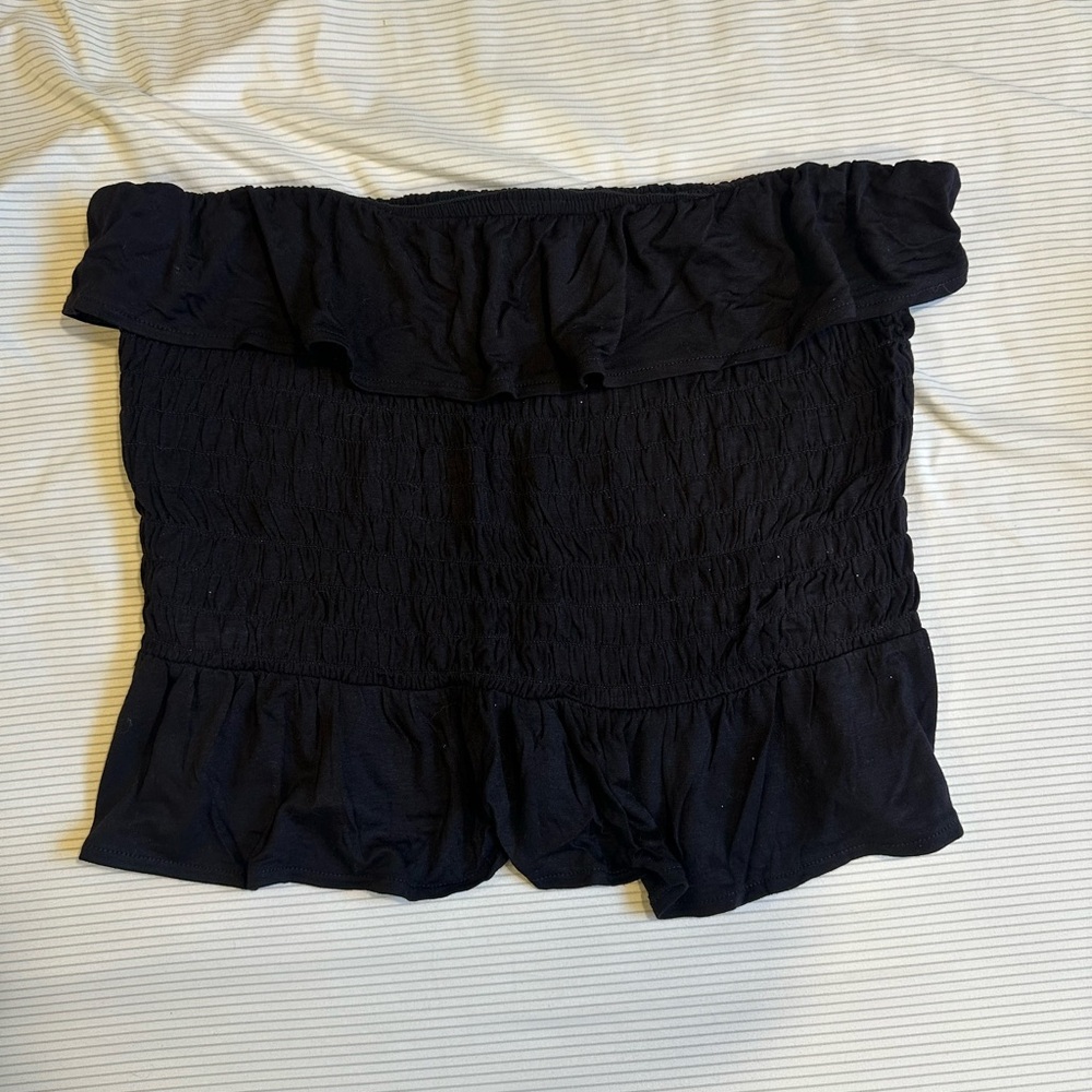 Black Ruffled Tube Top
